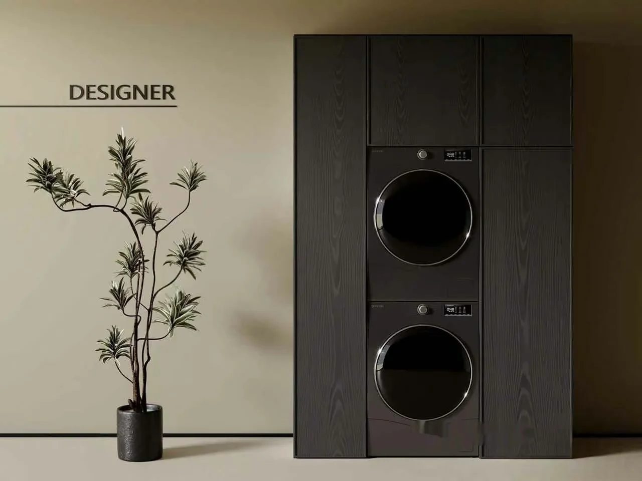 Modern Dark Wood Laundry Unit 3D Model – 17531 – CORONA Render