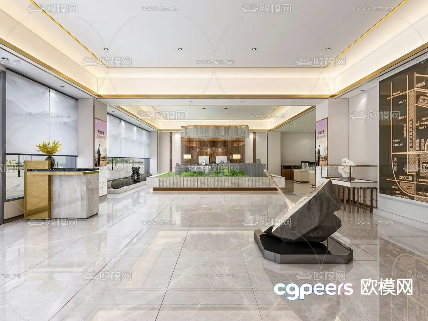 Modern sales office sand table area 3D model