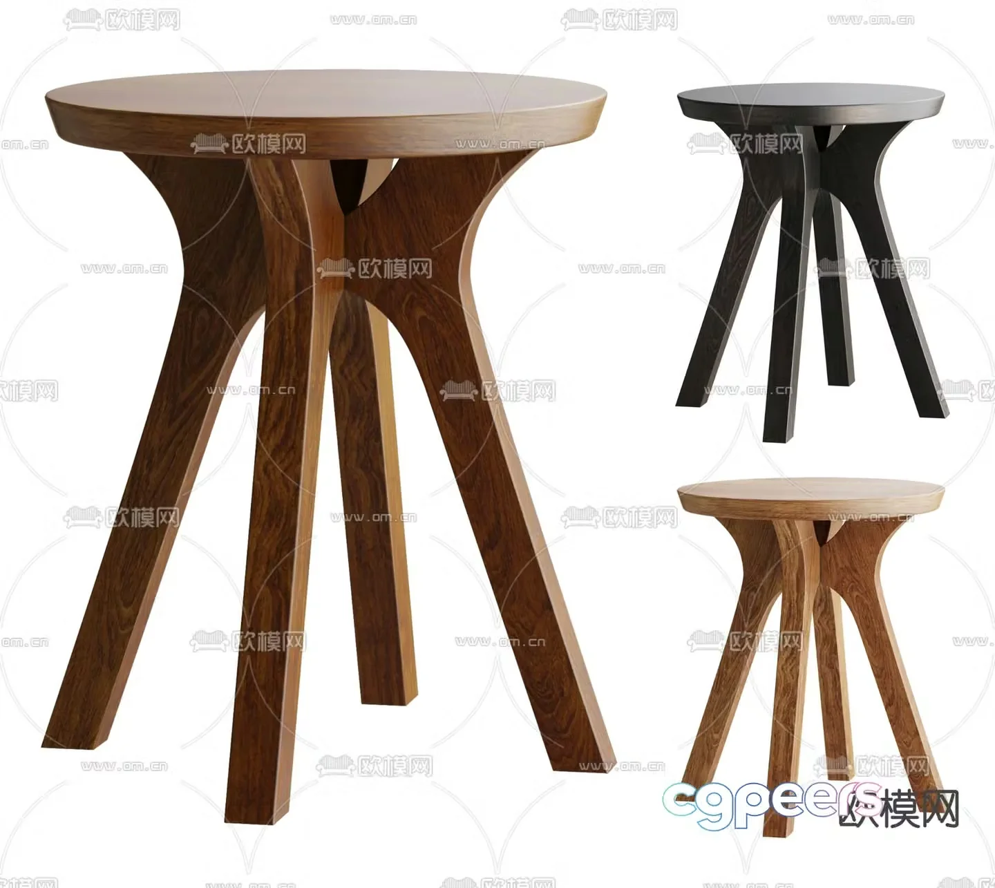 Hay Wasabi Stool Low Stool Round Stool Wooden Stool 3D Model