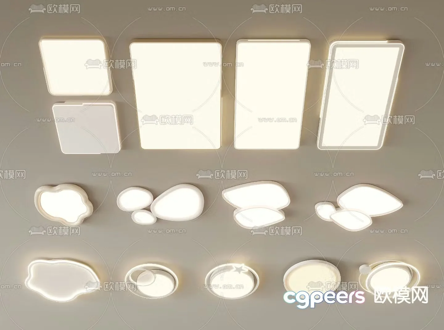 Cream style ceiling lamp geometric ceiling lamp 3d model