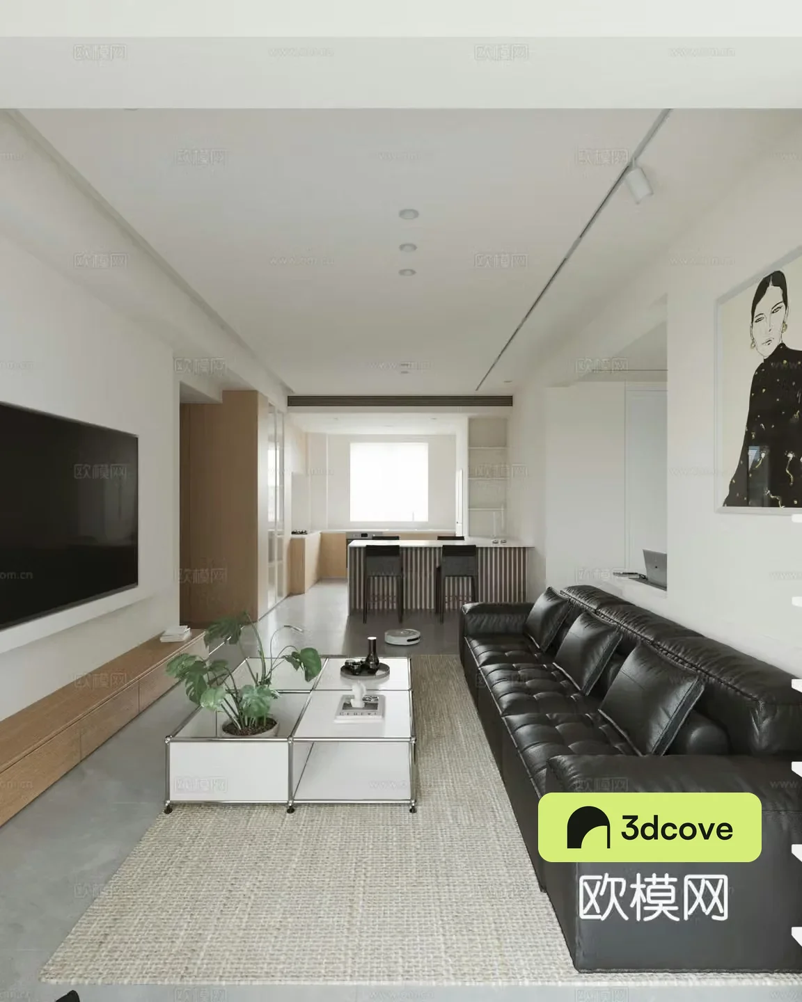 Modern living and dining room