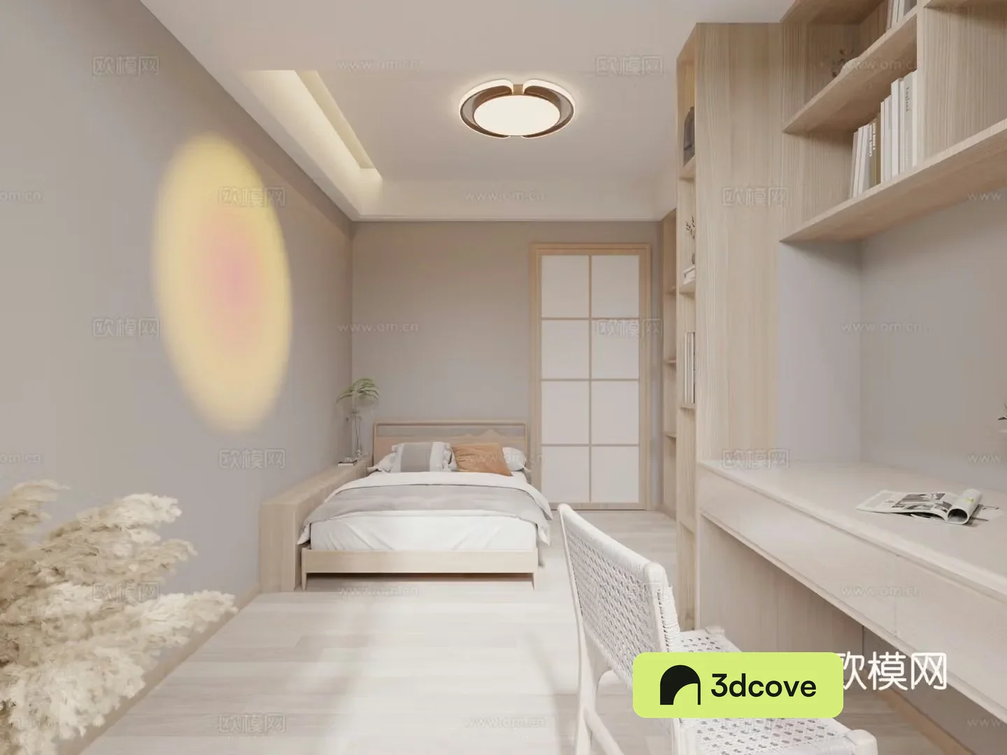 Wasabi Creamy Bedroom 3D Model