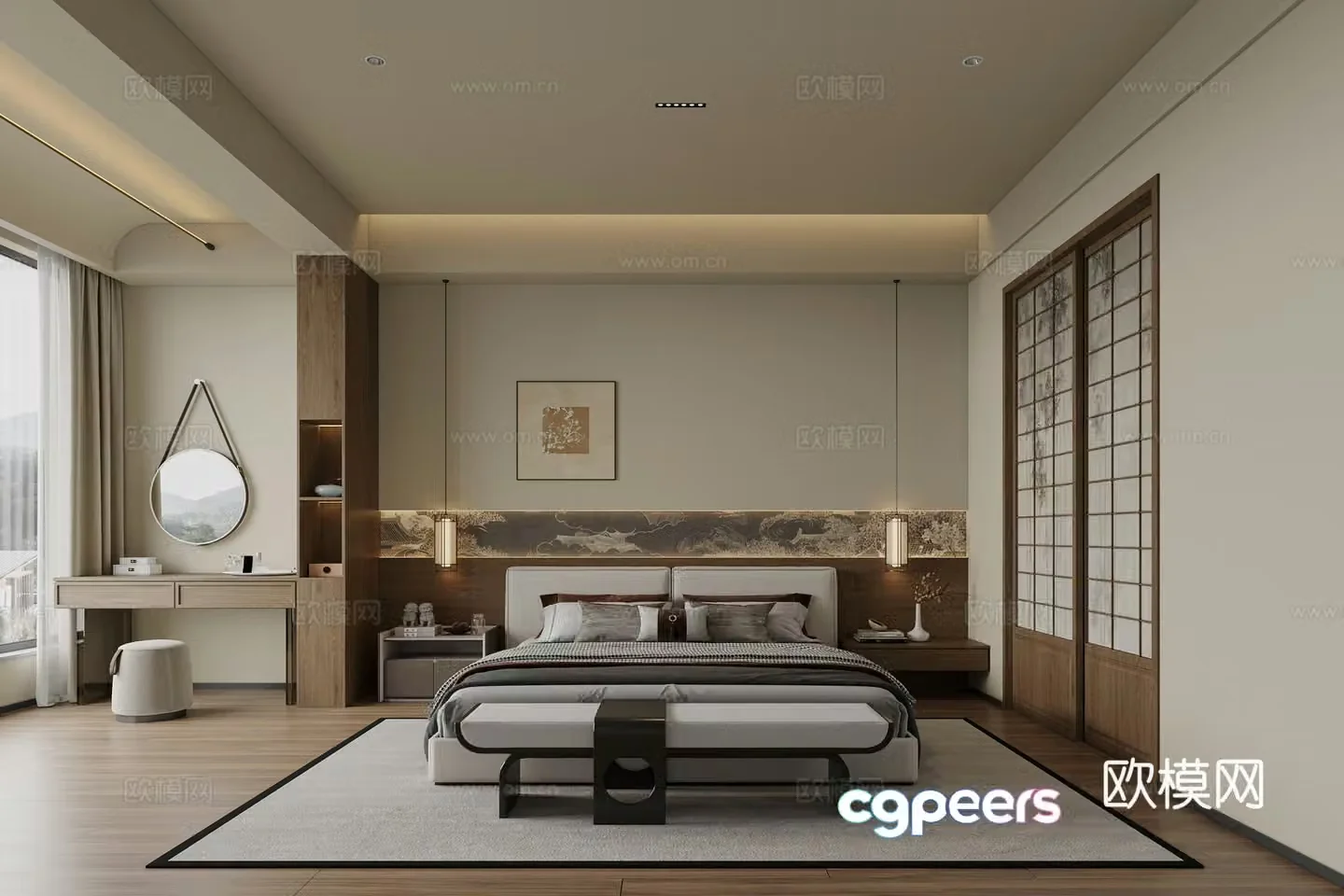 Song style Zen new Chinese style bedroom 3D model