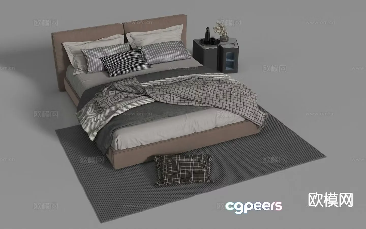 Modern double bed 3d model