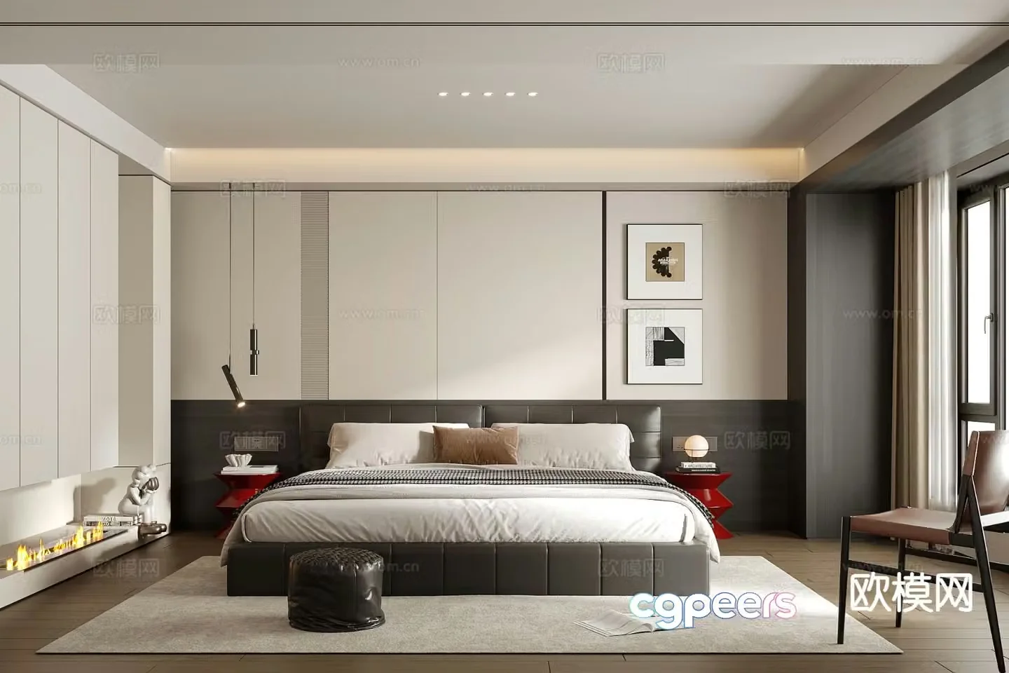 Modern bedroom master bedroom 3d model