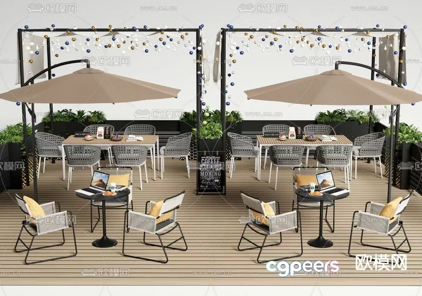 Outdoor dining table and chairs leisure tables and chairs outdoor tables and chairs 3d model