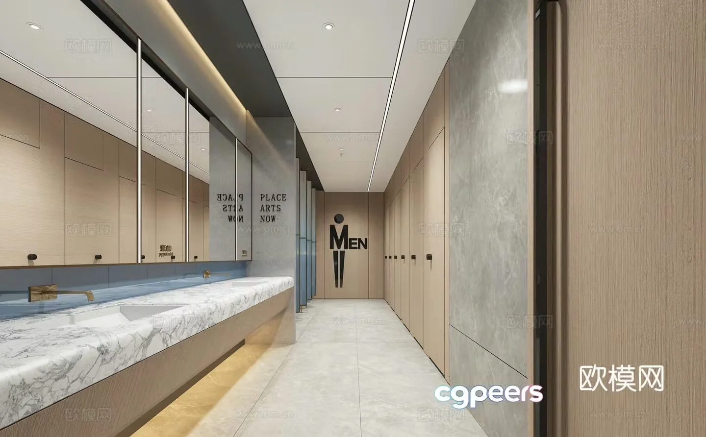 Modern public bathroom 3d model