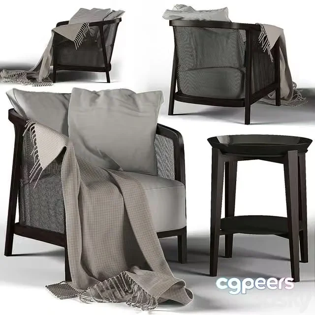 3ds Max Free – Tosca armchair and Cabare table Flexform
