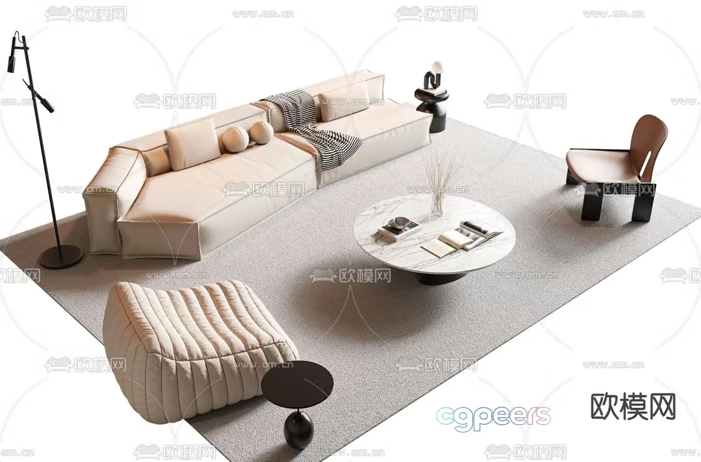 Modern sectional sofa 3d model