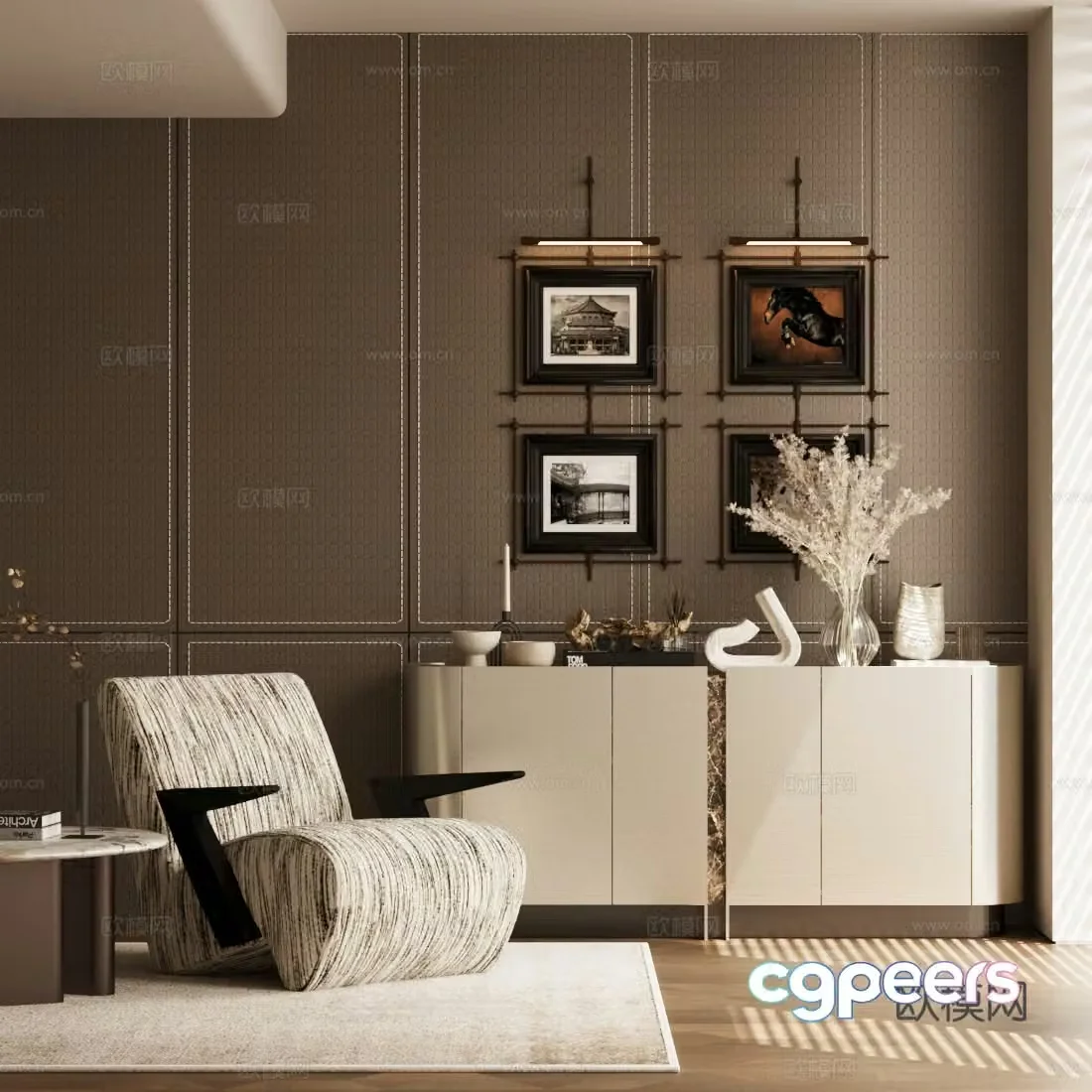 Medium style chest of drawers retro style porch cabinet medium style leisure chair medium style sofa chair decorative cabinet 3D model