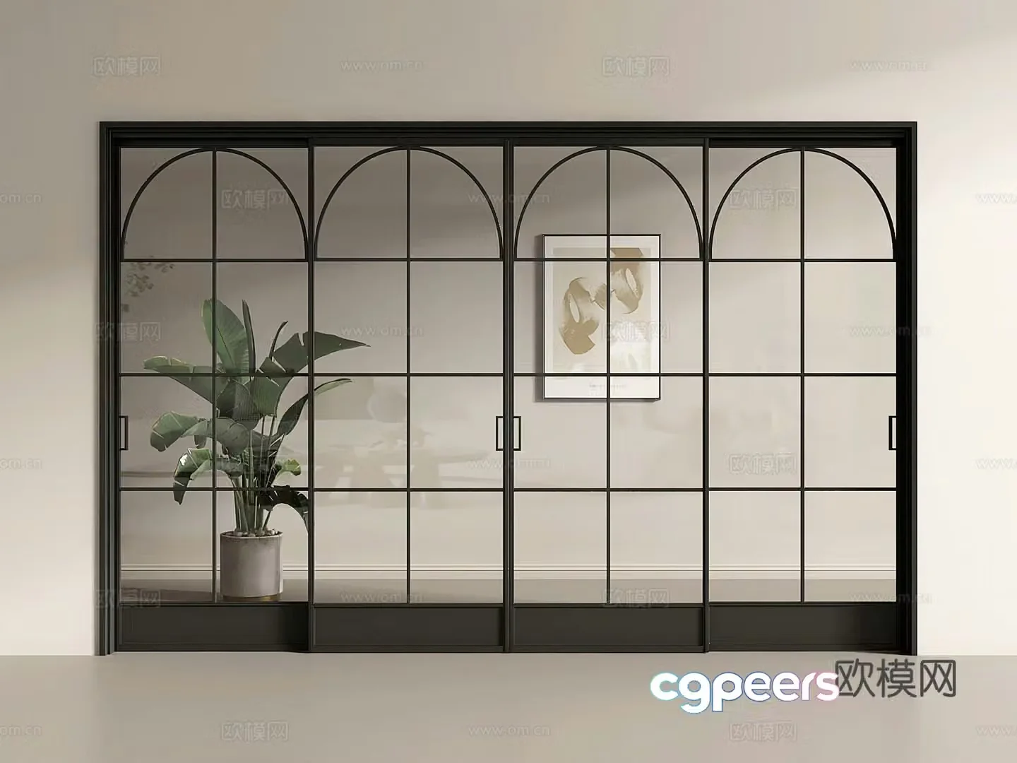 American sliding door French sliding door 3D model