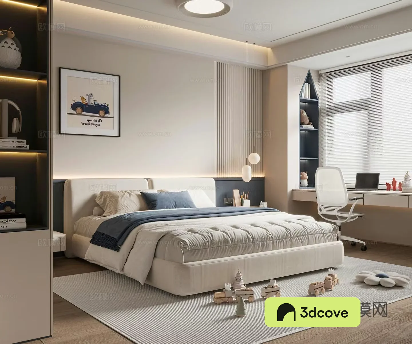 Now creamy children’s room boys room children’s double bed children’s wardrobe children’s desk and chair