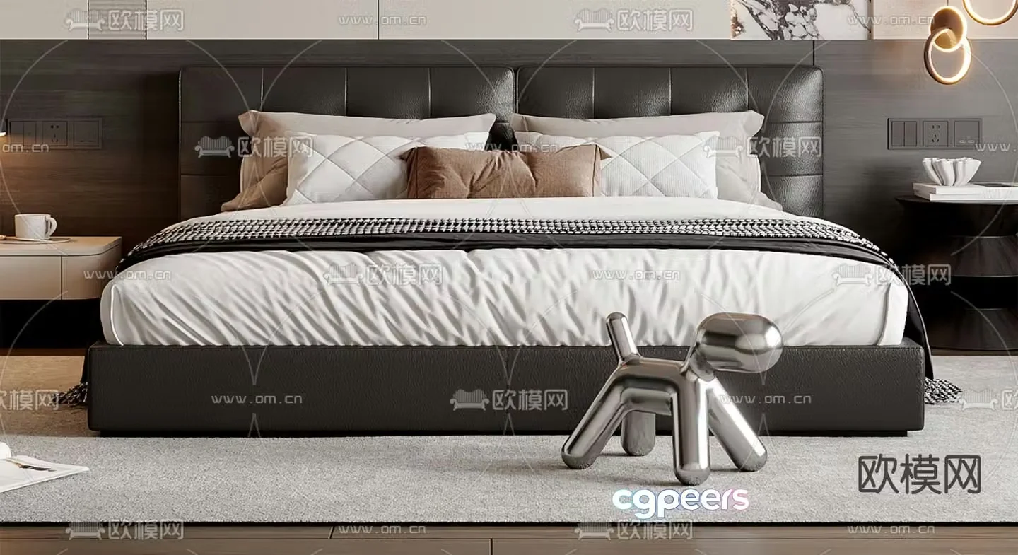Italian double bed 3d model