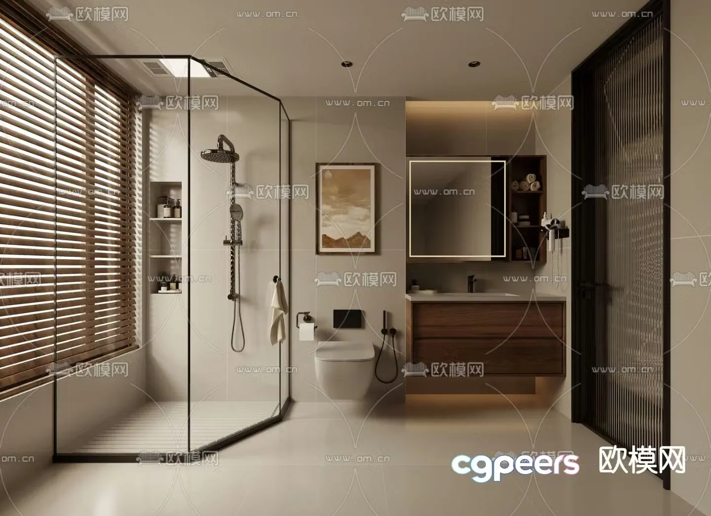 Middle style bathroom 3d model