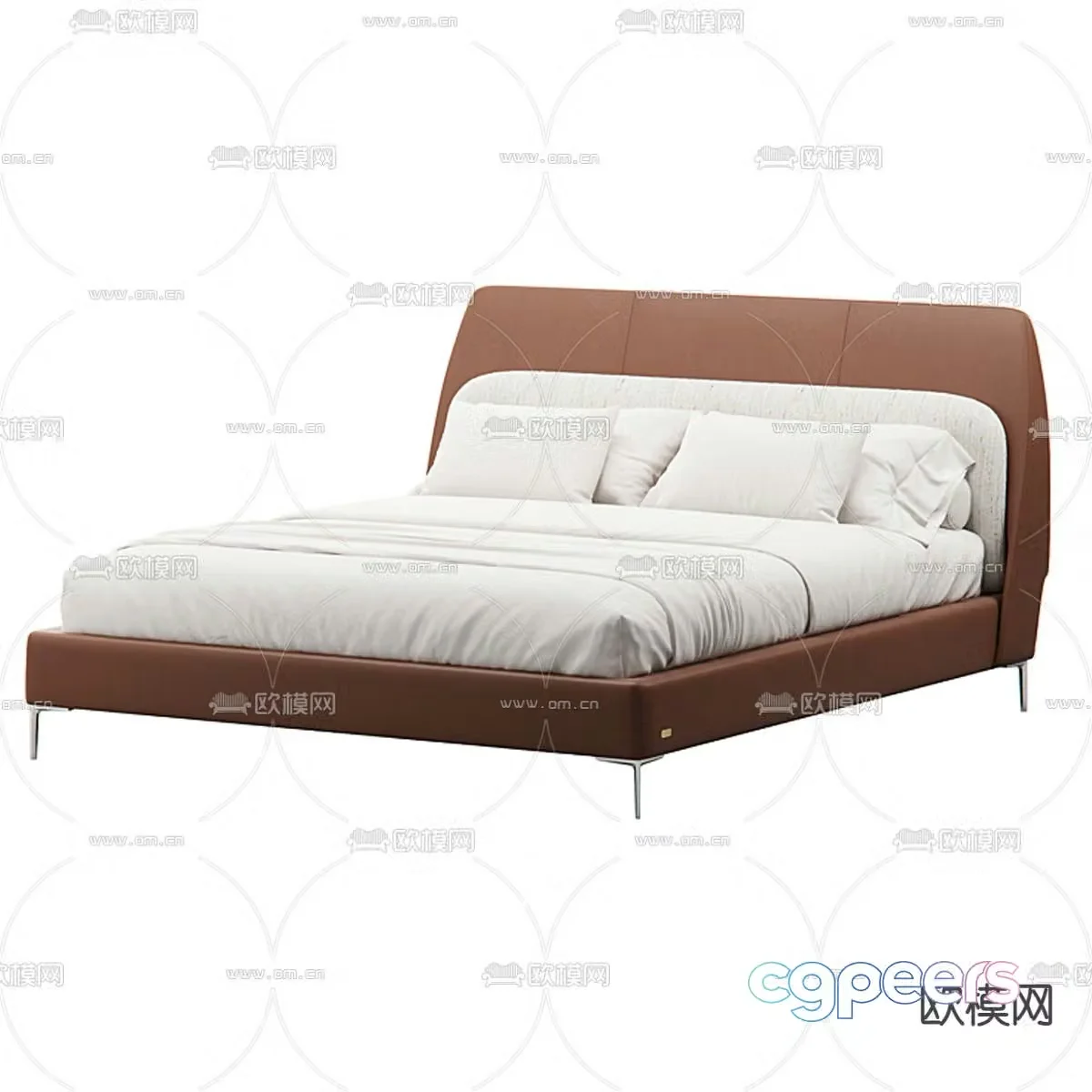 Bedroom soft bed double bed 3d model