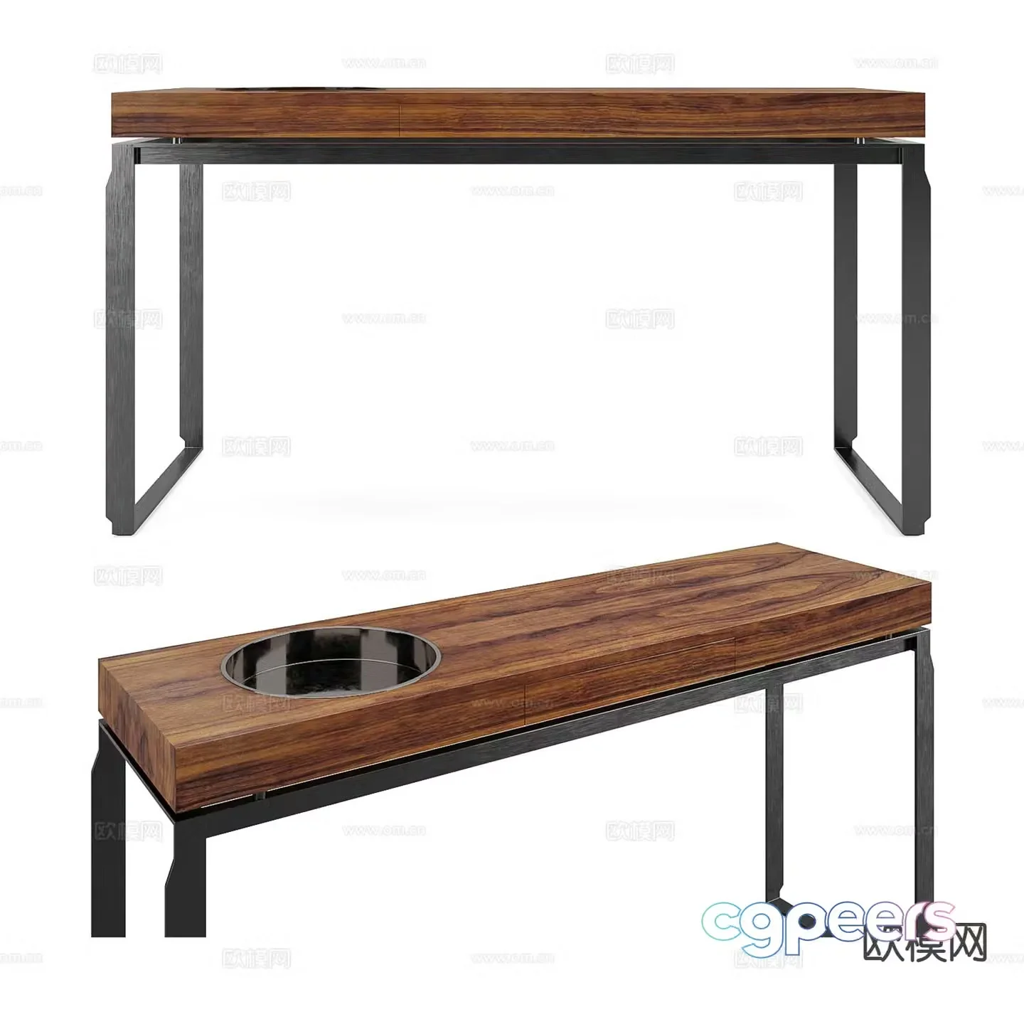3D model of end view table and entrance table