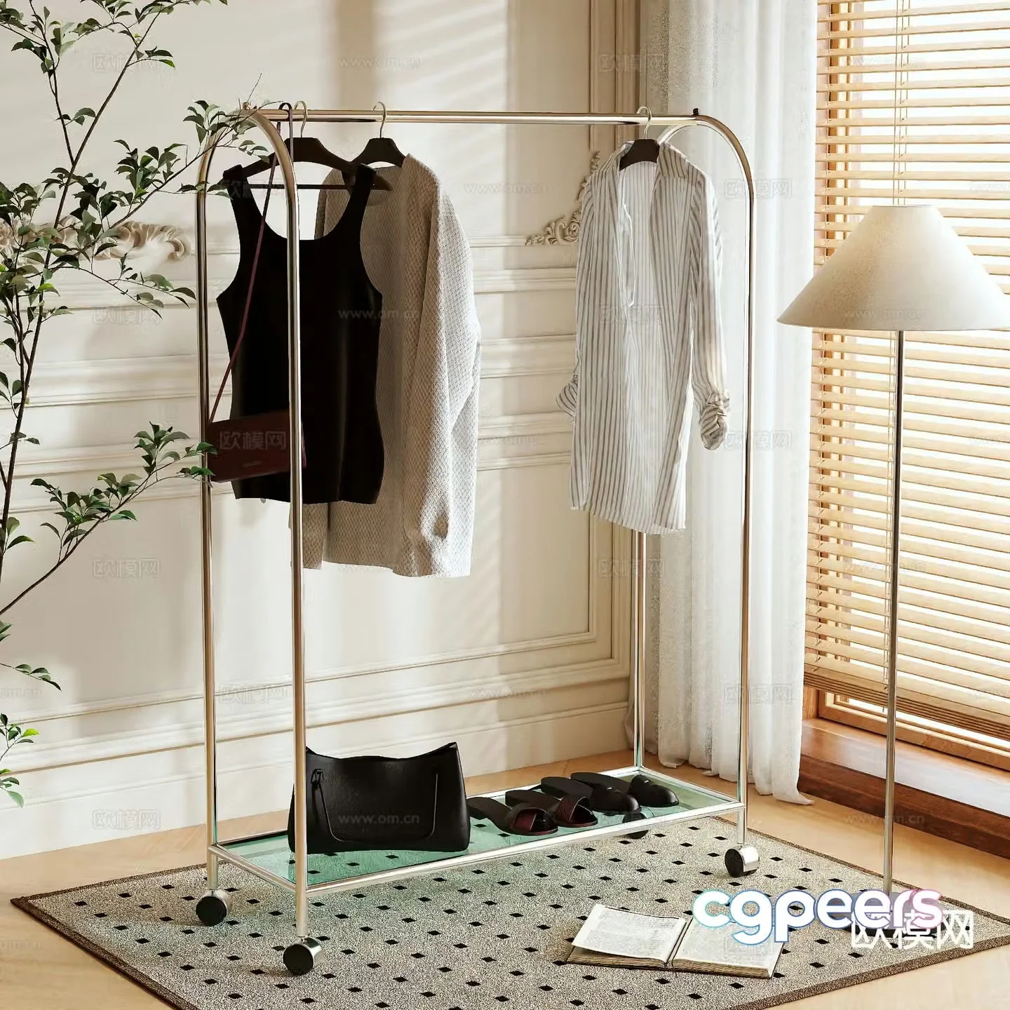 Clothes rack coat rack floor-standing clothes rack 3D model