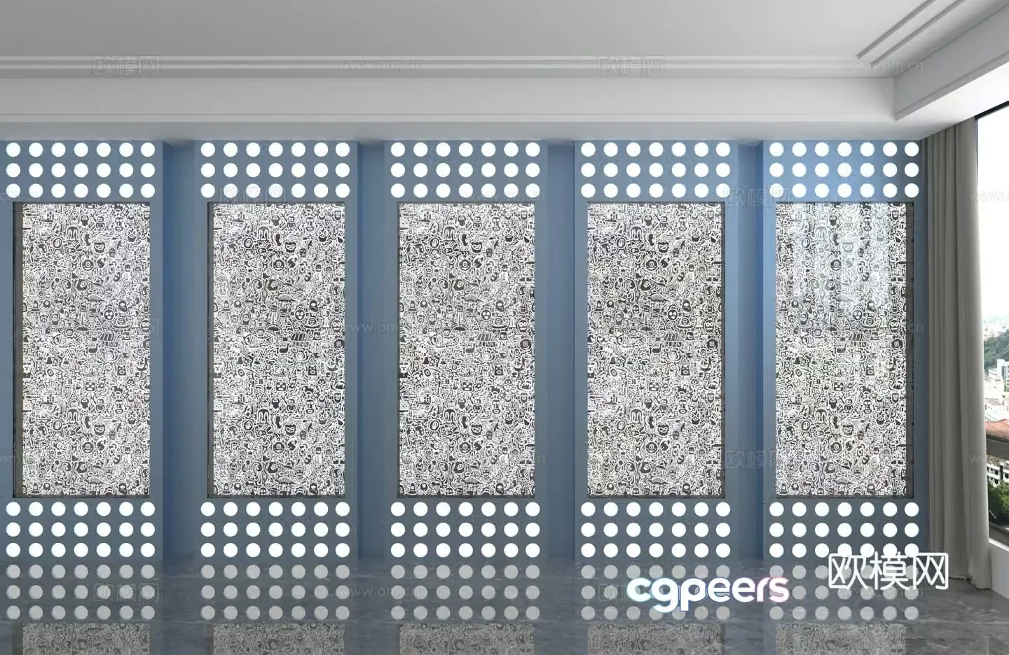 Modern background wall 3d model