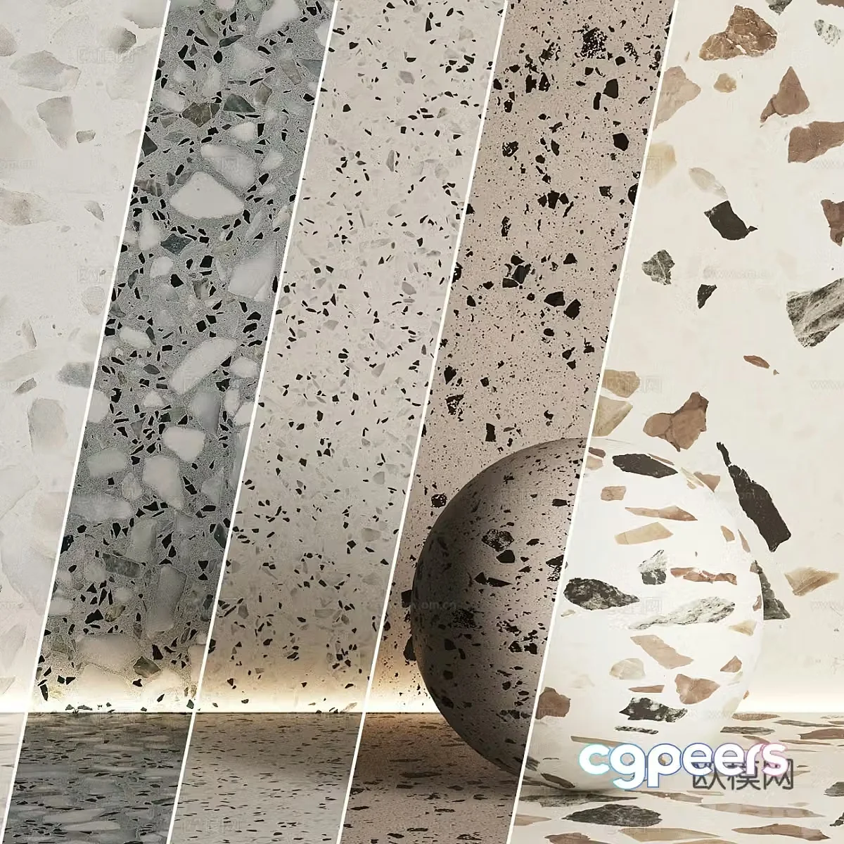 Milky white terrazzo terrazzo combination terrazzo floor tiles terrazzo wall tiles terrazzo rock slab 3D model