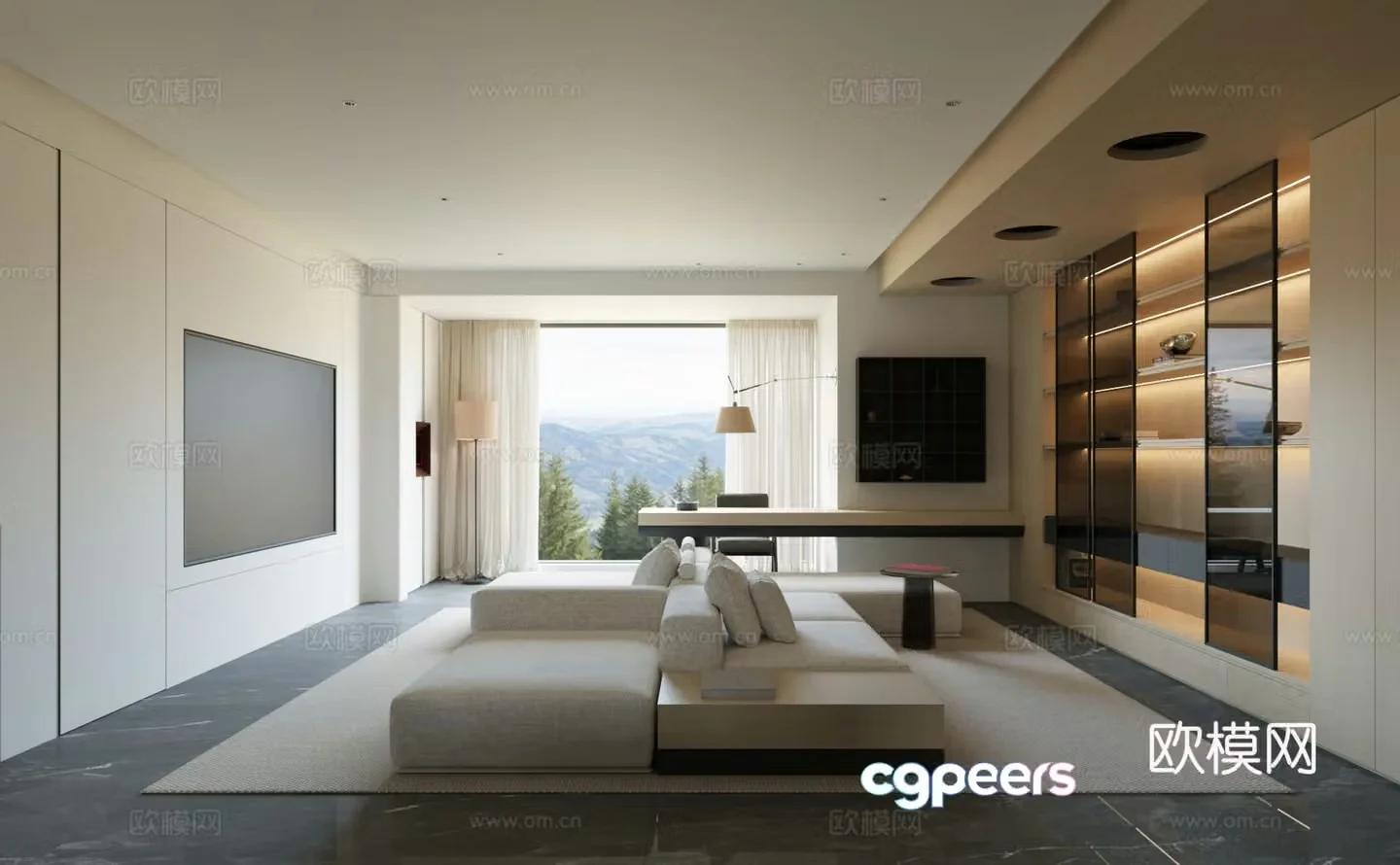 Modern living and dining room 3d model