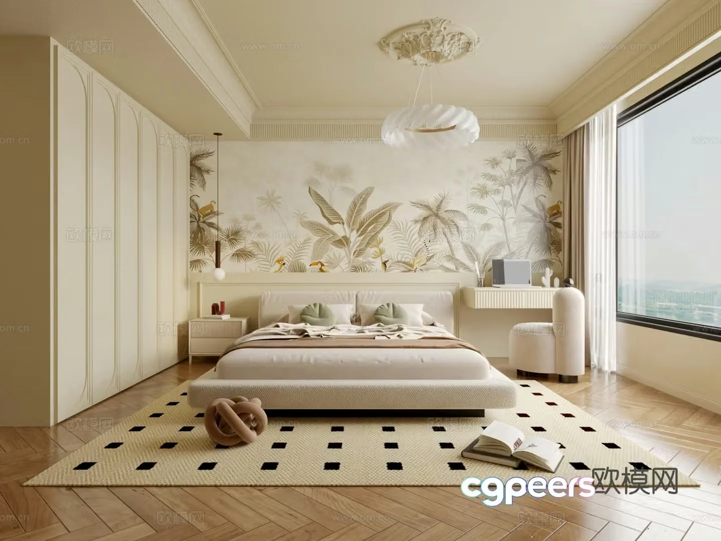 American retro bedroom 3d model