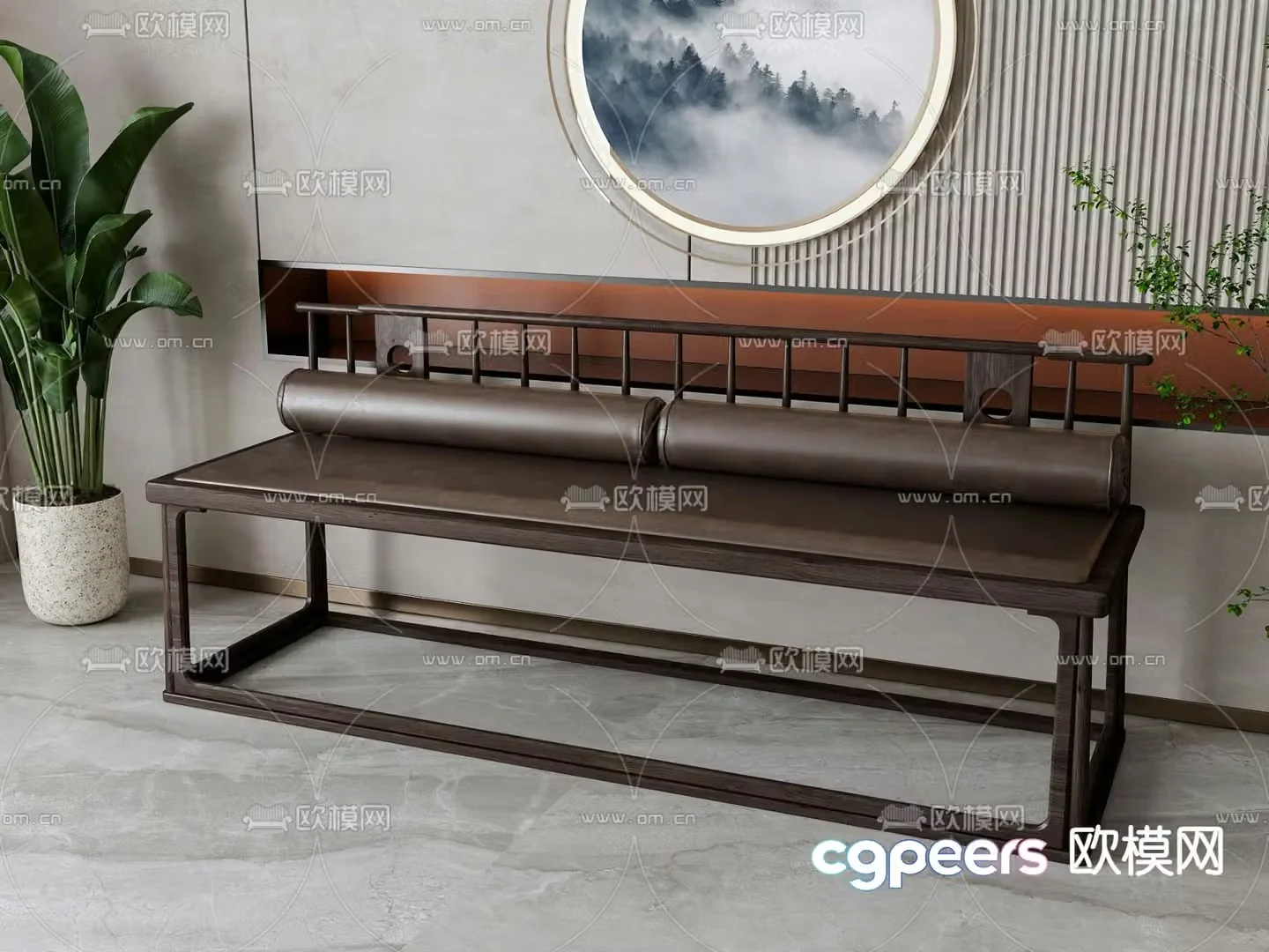 New Chinese style sofa Luohan bed 3d model