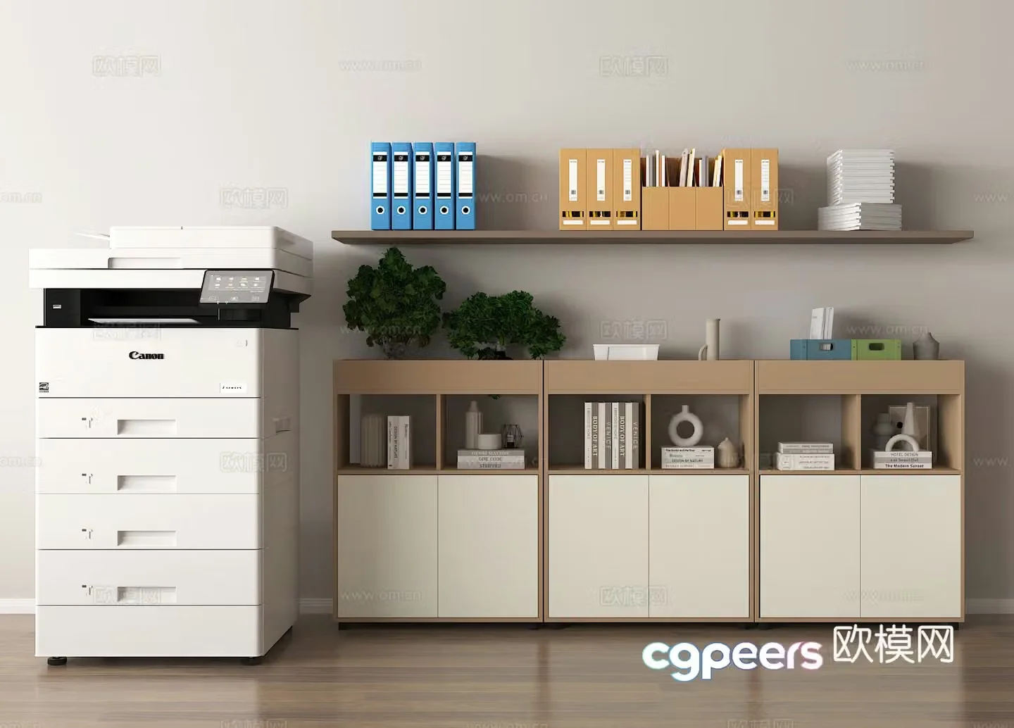 Office space Canon printer File storage Simple office furniture Bookshelf display 3D model