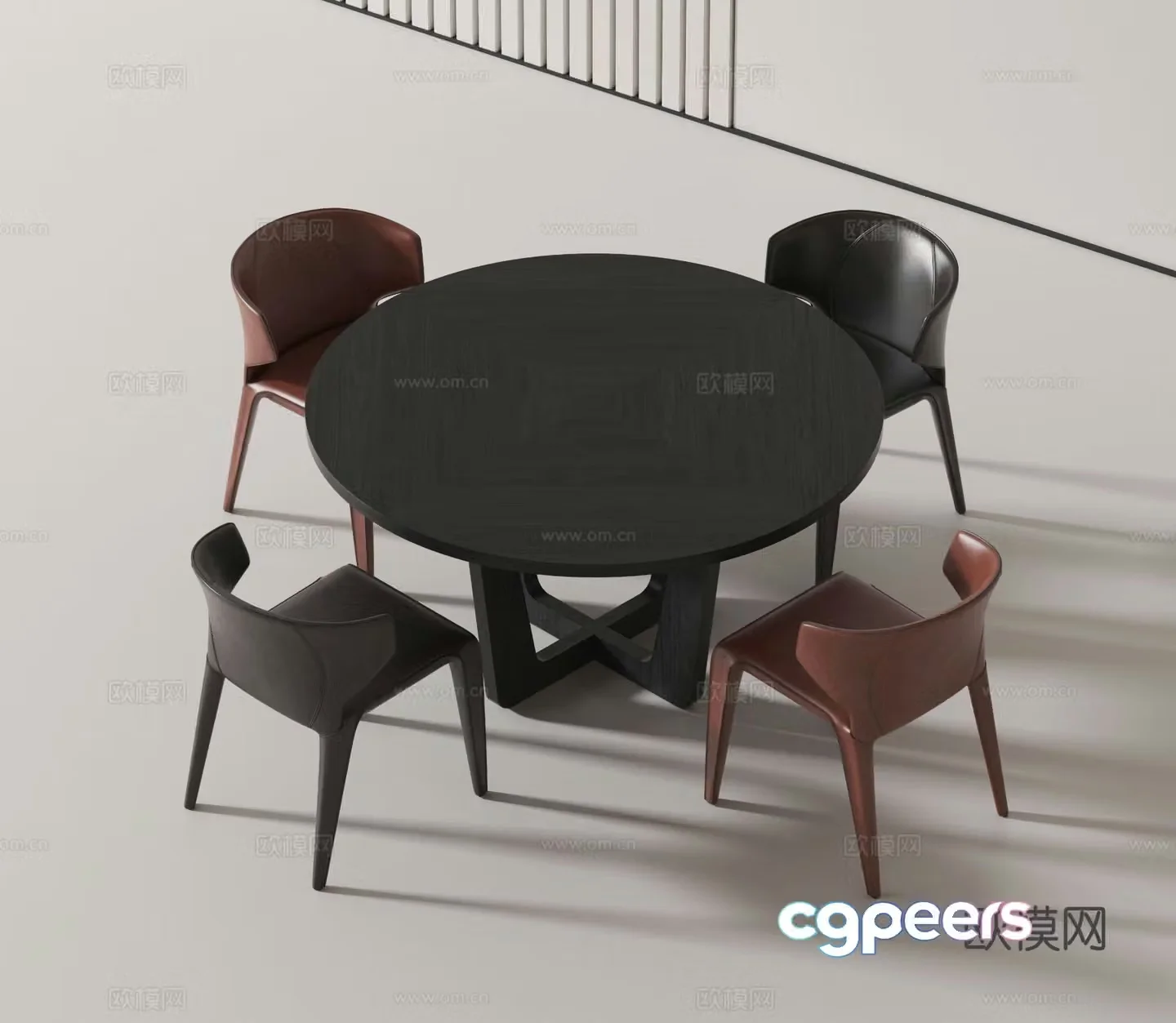 Modern dining table and chairs 3d model