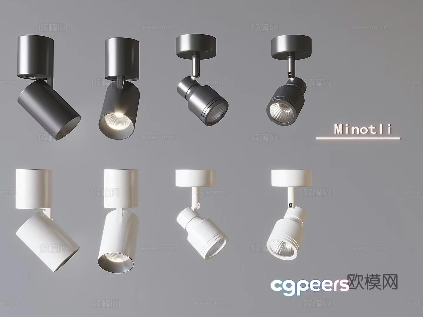 Nordic long tube spotlights folding cylindrical ceiling spotlights 3D model