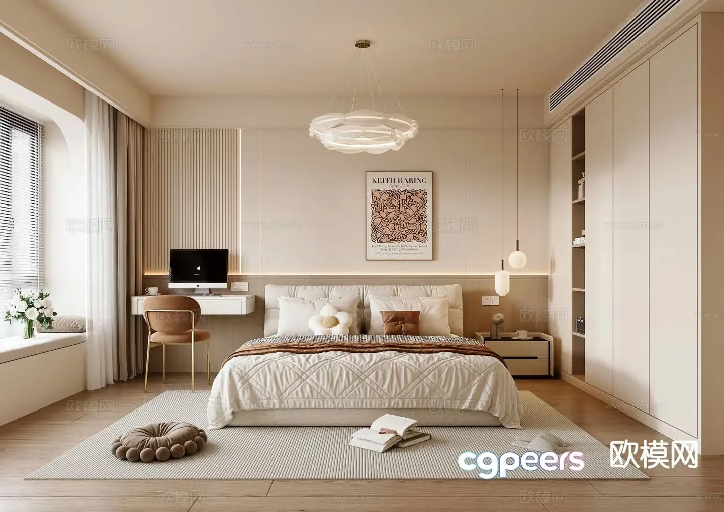 Cream style bedroom master bedroom 3d model