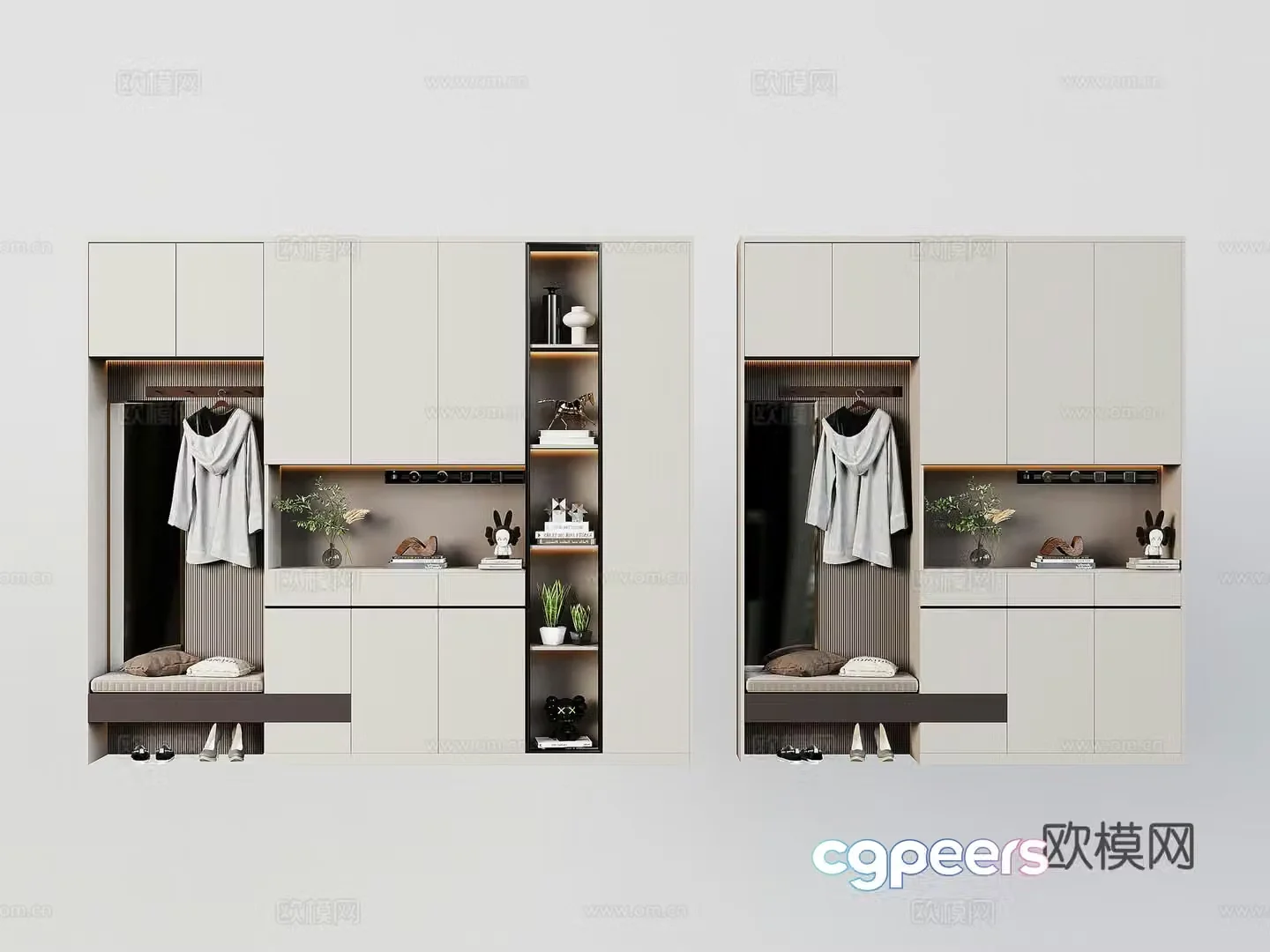 Modern entrance shoe cabinet 3D model