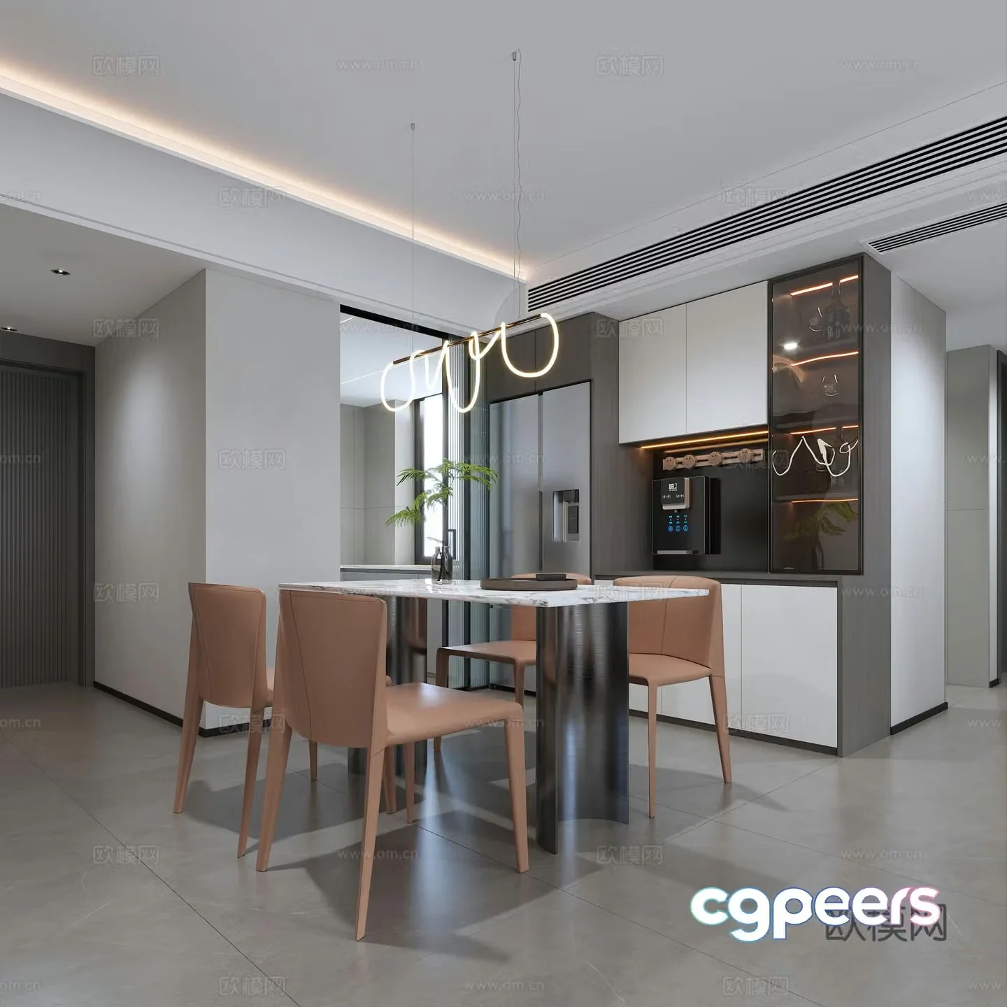Modern restaurant kitchen wine cabinet 3d model