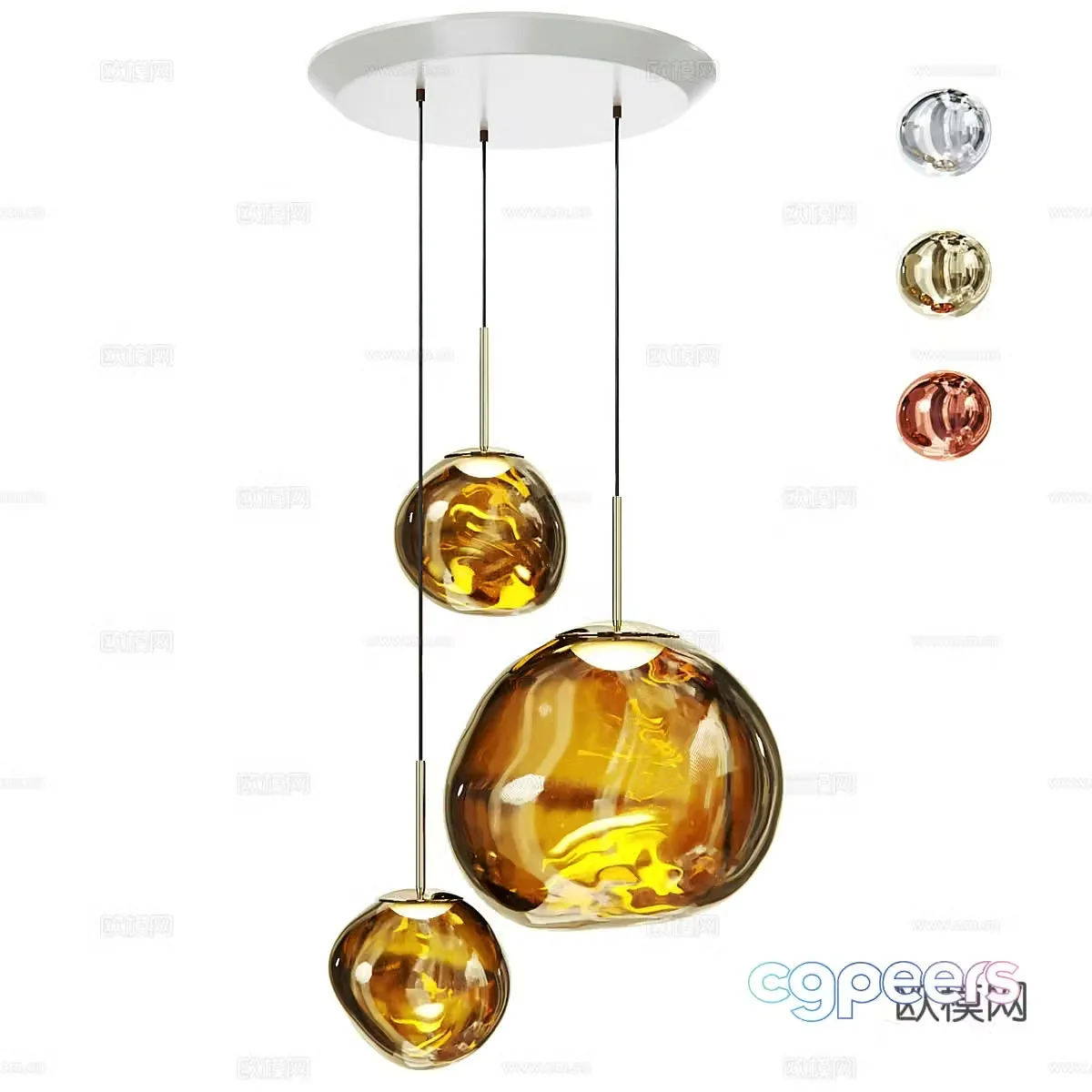 Modern light luxury Melt Led decorative chandelier 3d model