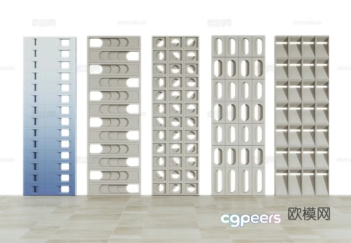 Modern hollow cement brick partition Hollow brick foam brick grating brick wall 3d model