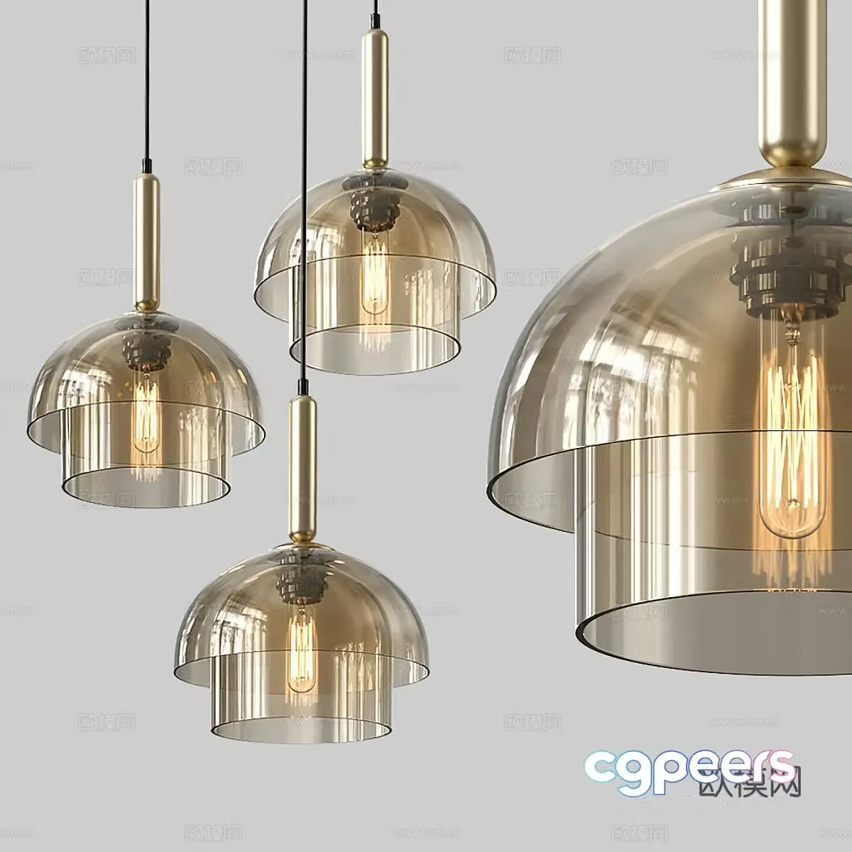 Modern light luxury decorative chandeliers 3D model