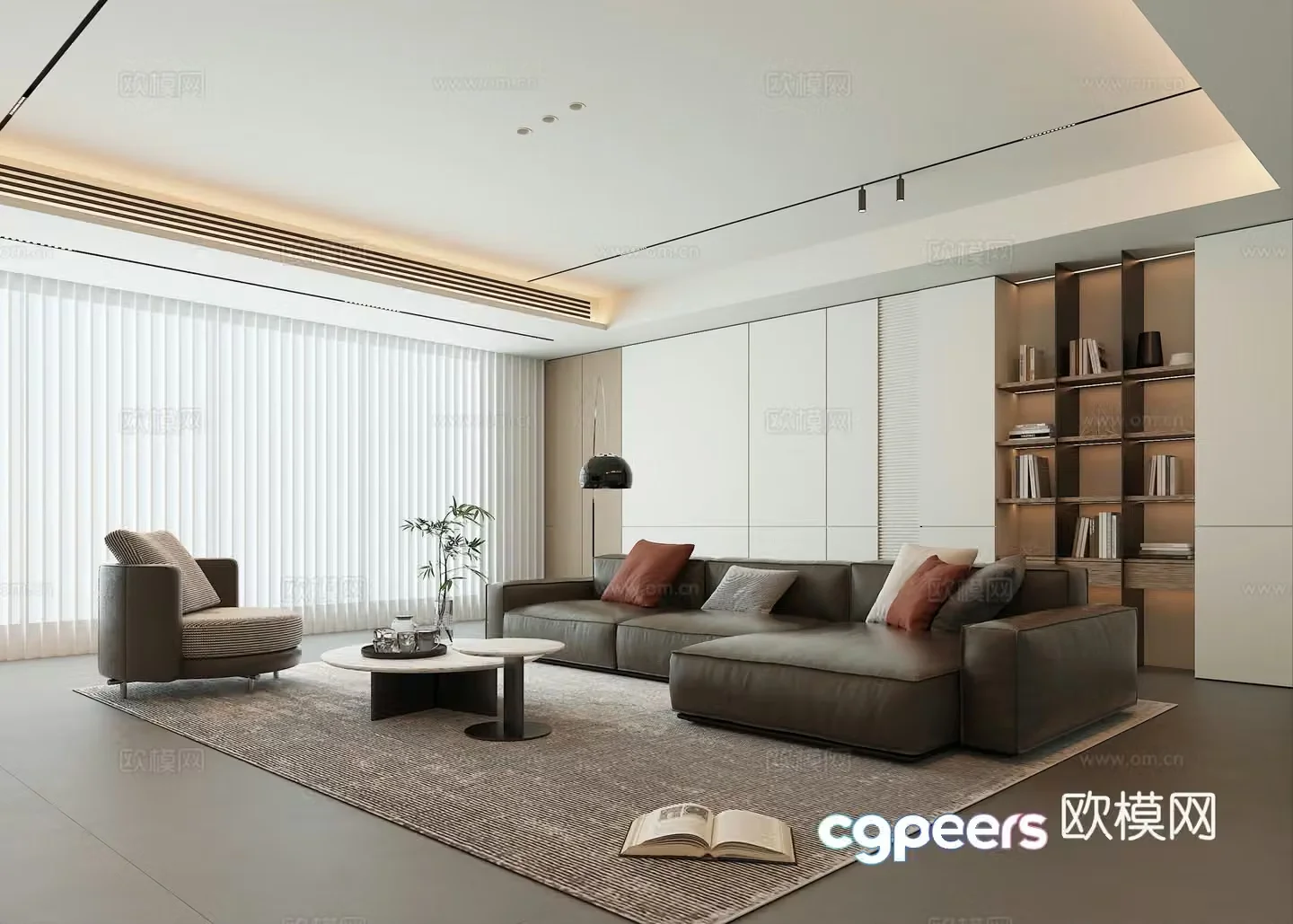 Modern living room leather sofa 3d model