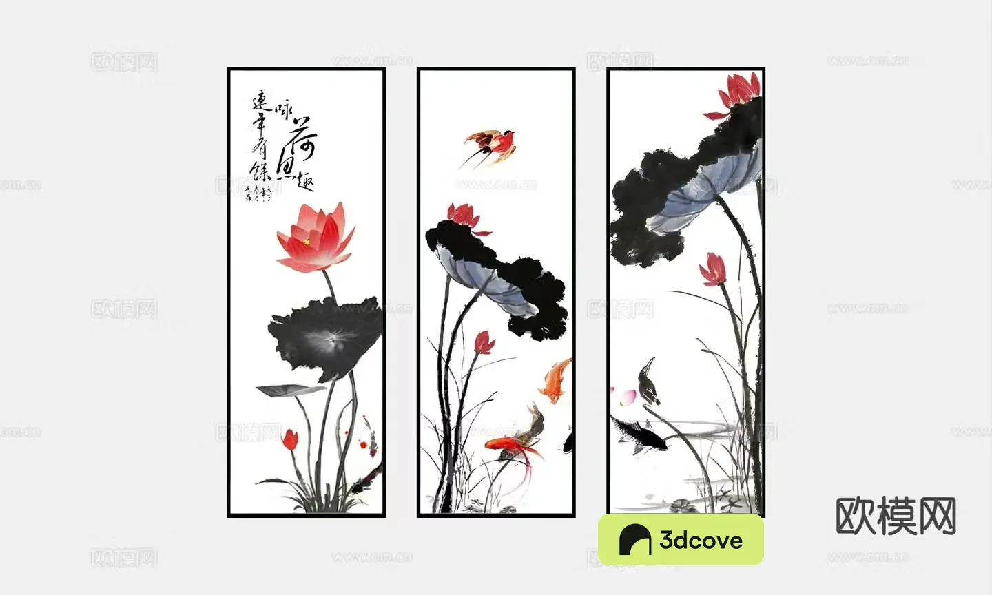Chinese lotus painting combination painting decorative painting