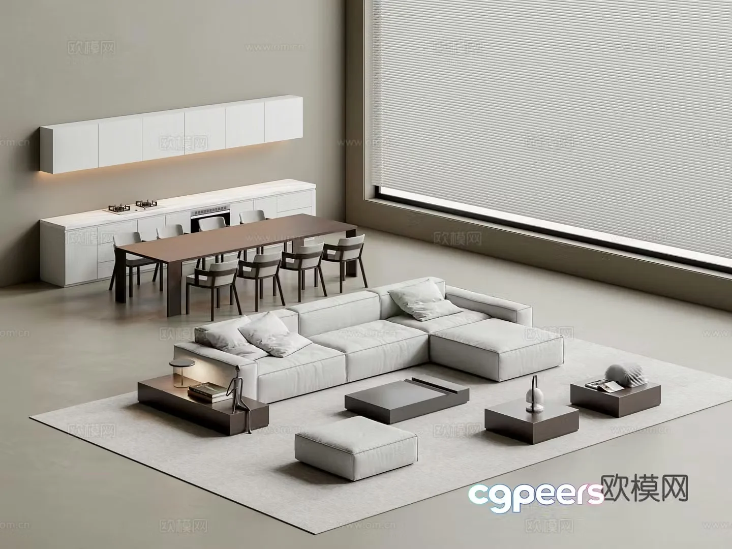 Modern sofa coffee table combination 3D model