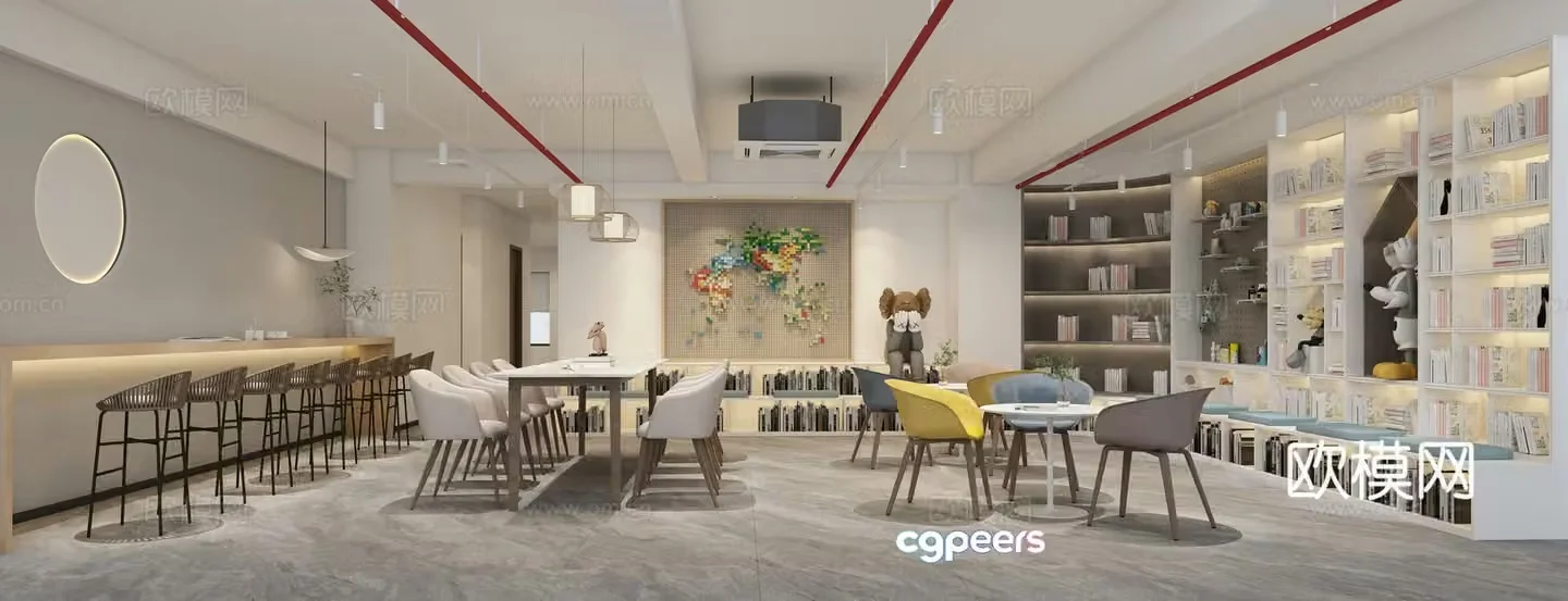 Modern reading room 3d model