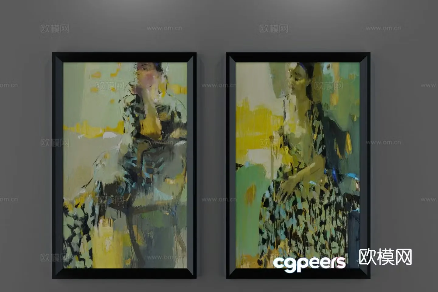 Figure painting decorative painting 3d model