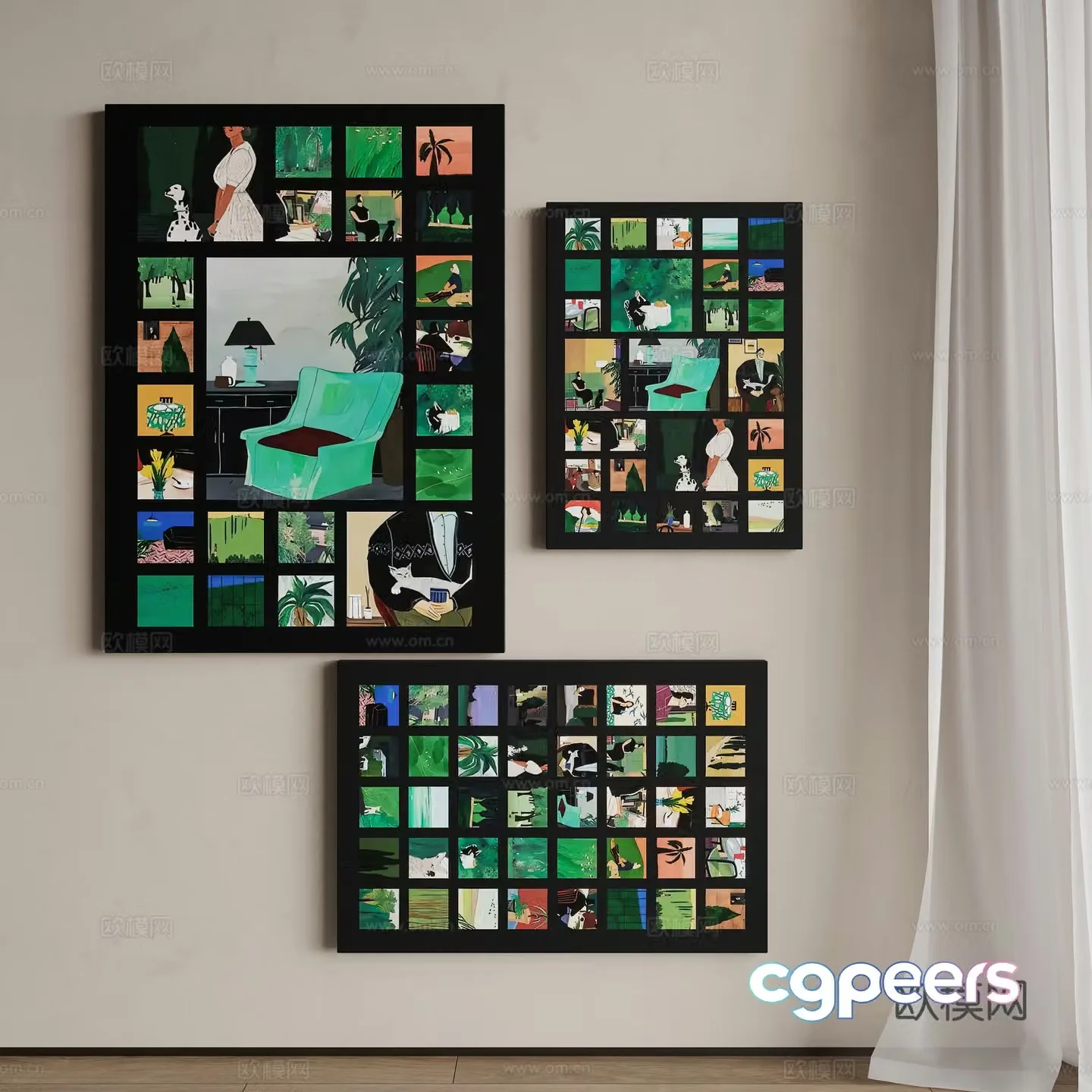 Modern oil painting decorative painting 3d model