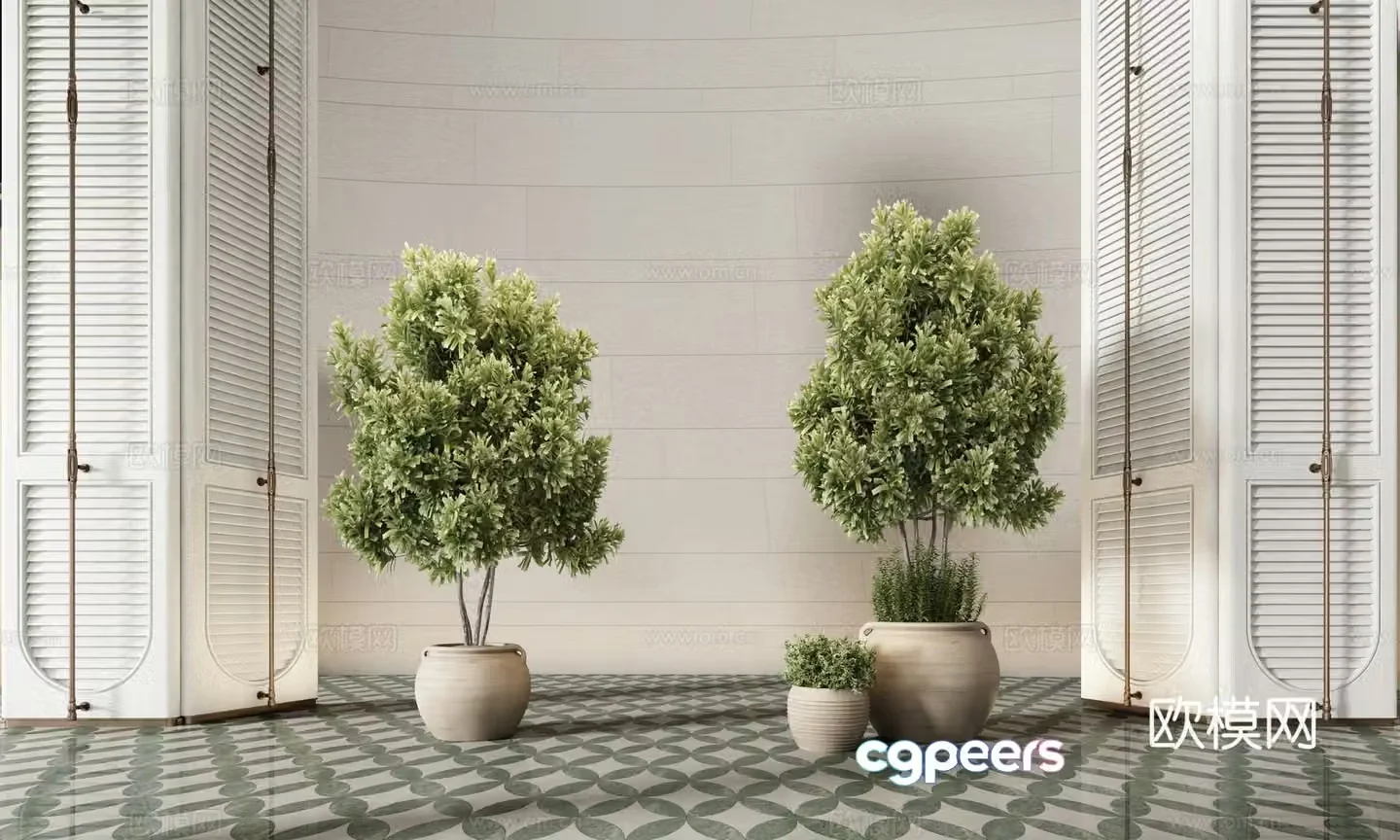 Green plant tree moss potted plant green plant bonsai flower pot 3d model