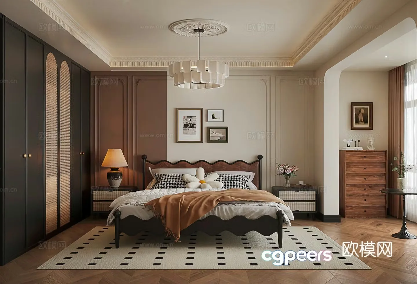 French retro style bedroom 3d model 3d model