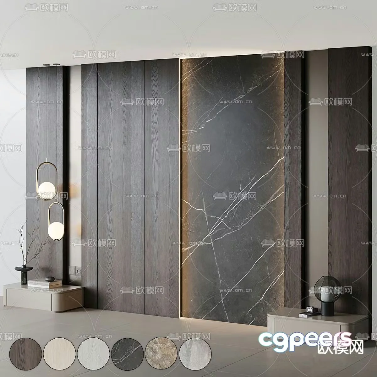Bedside background background wall 3d model