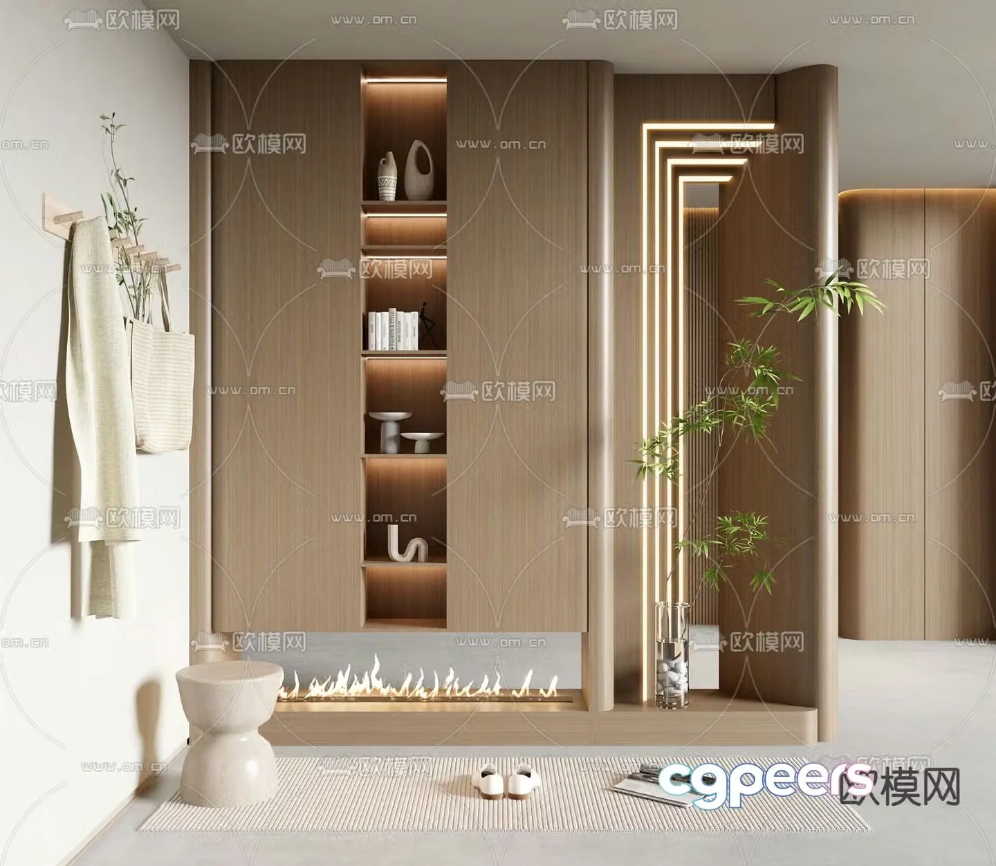Entrance shoe cabinet Entrance landscaping 3D model