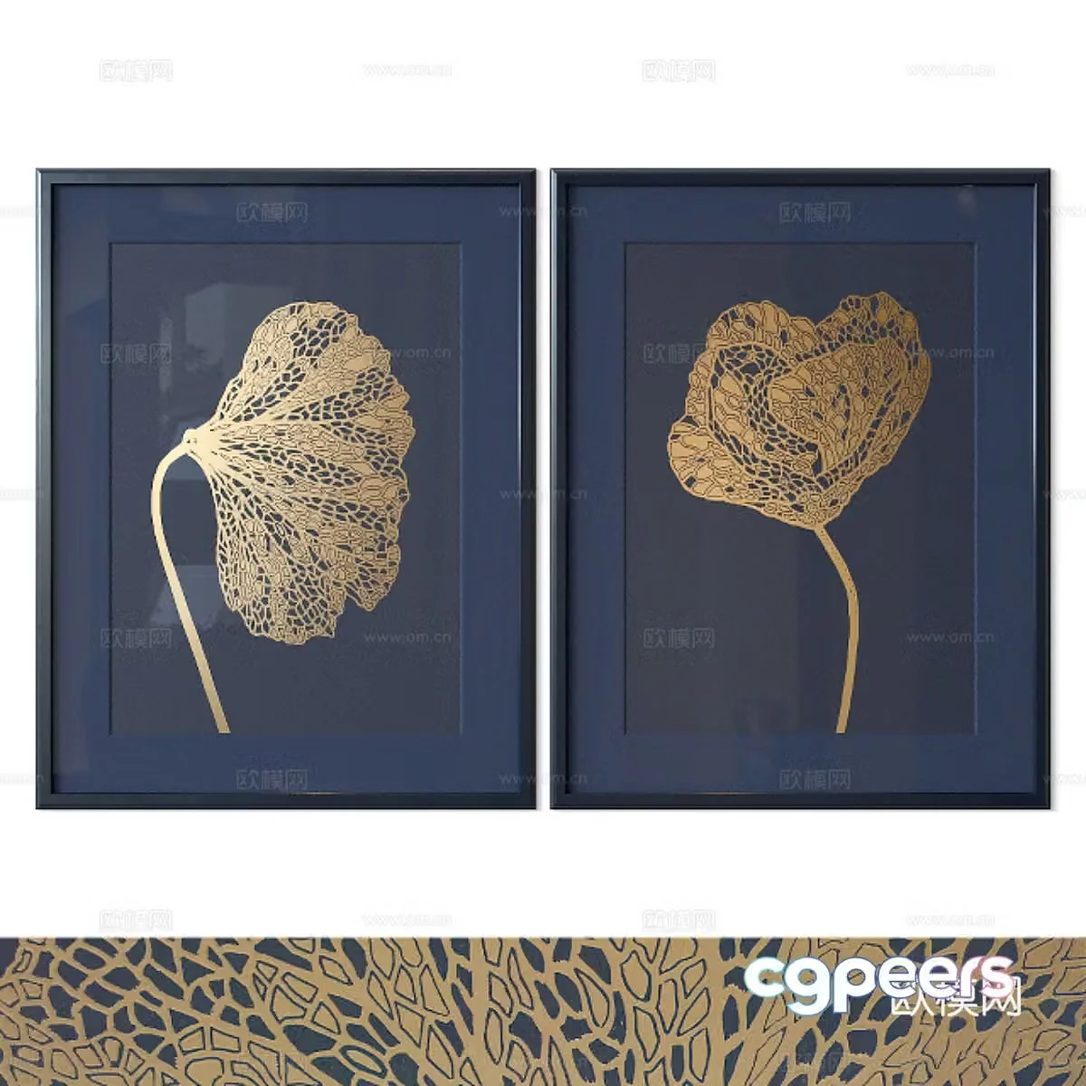 New Chinese style light luxury decoration hanging painting 3D model