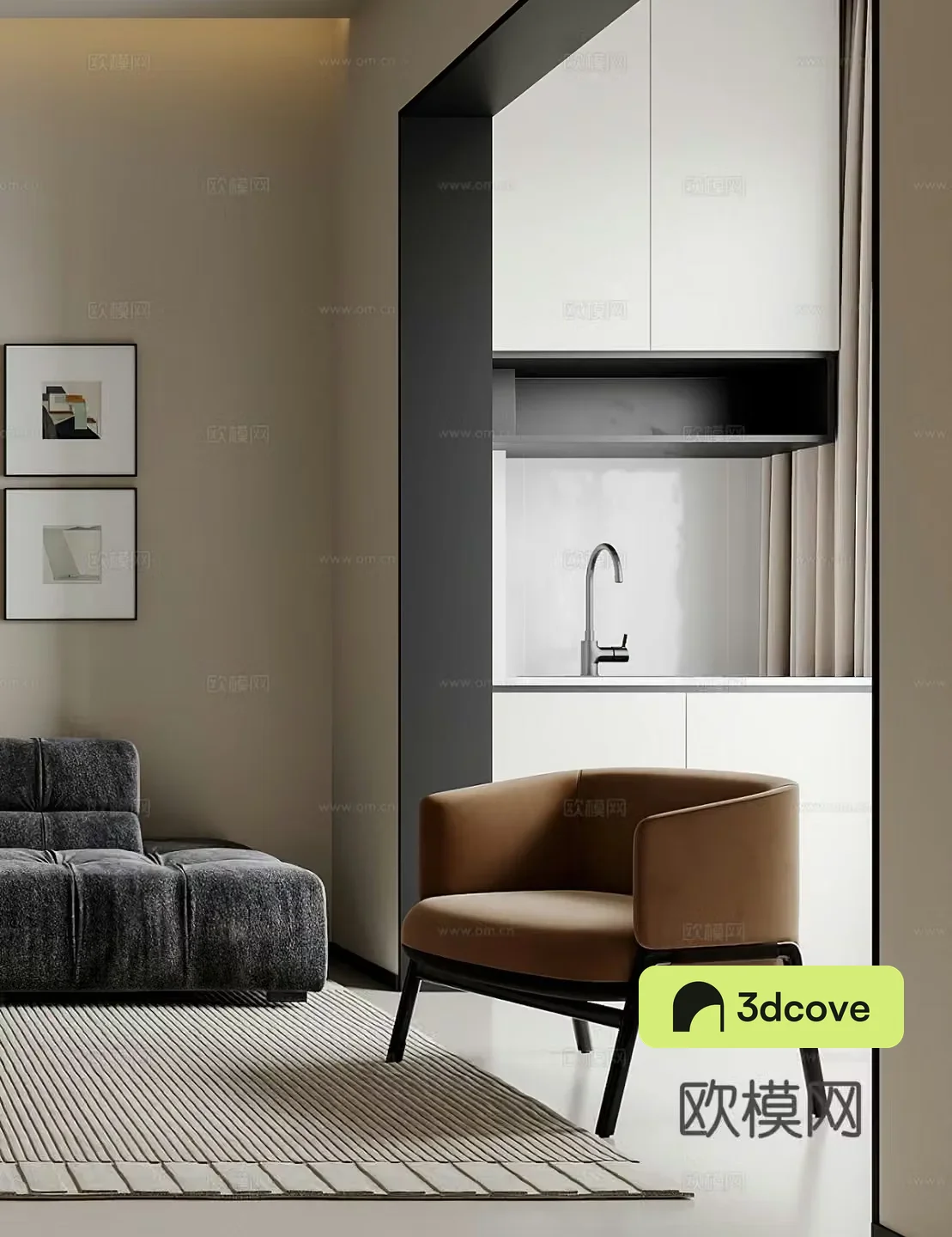 Modern leisure chair Italian leisure chair side table corner table single chair washing cabinet washing table