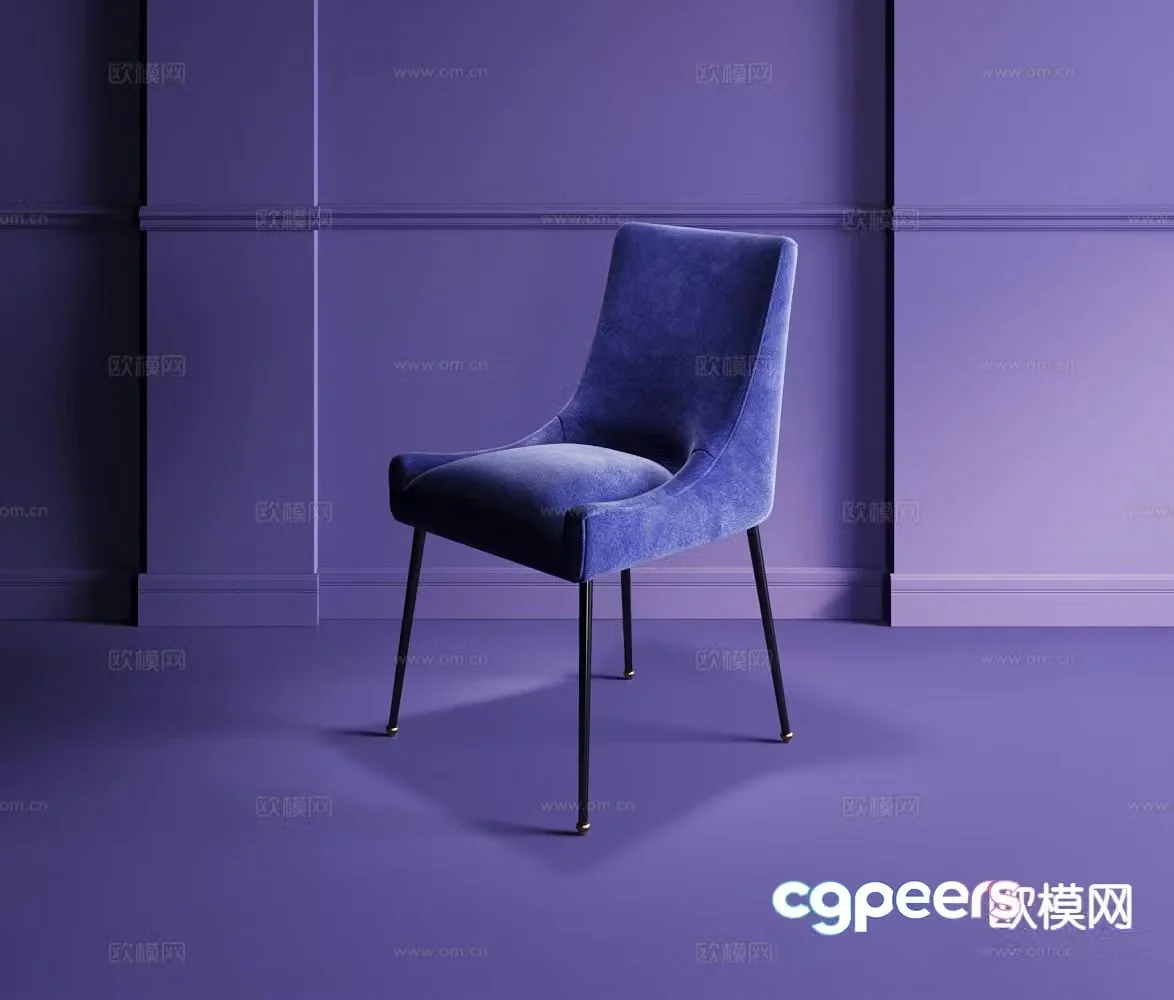 Modern purple chair dining chair single chair 3d model