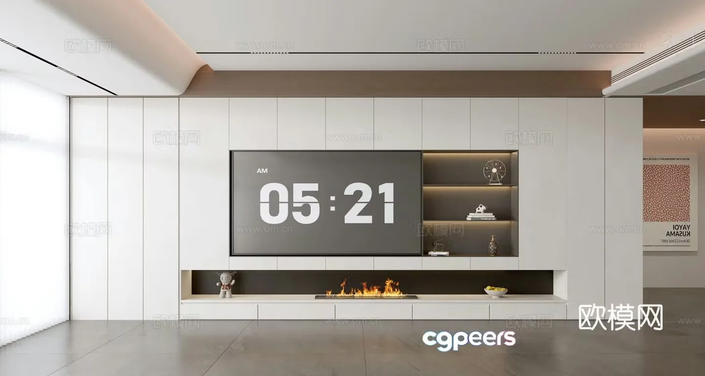 Modern TV wall whole wall cabinet full wall TV cabinet 3D model