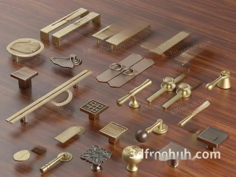 Gold Cabinet Knobs 3D Model – 20591 – VRAY Render